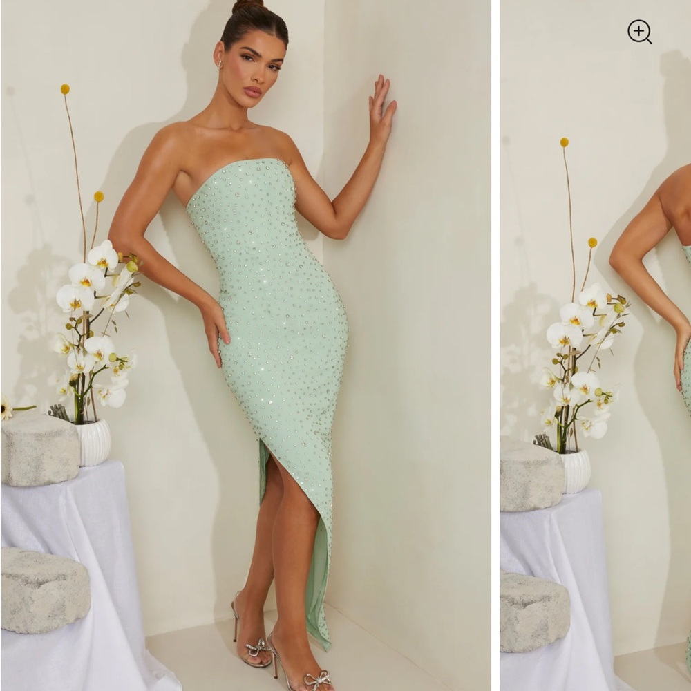 Oh Polly Strapless Mint Dress
